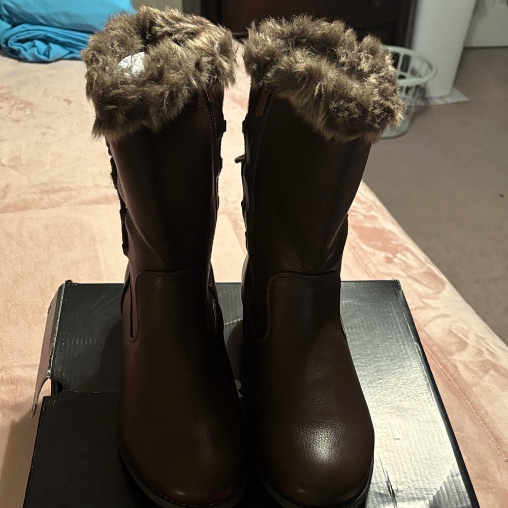 Torrid Dark Brown Fur-Trimmed Winter Boots